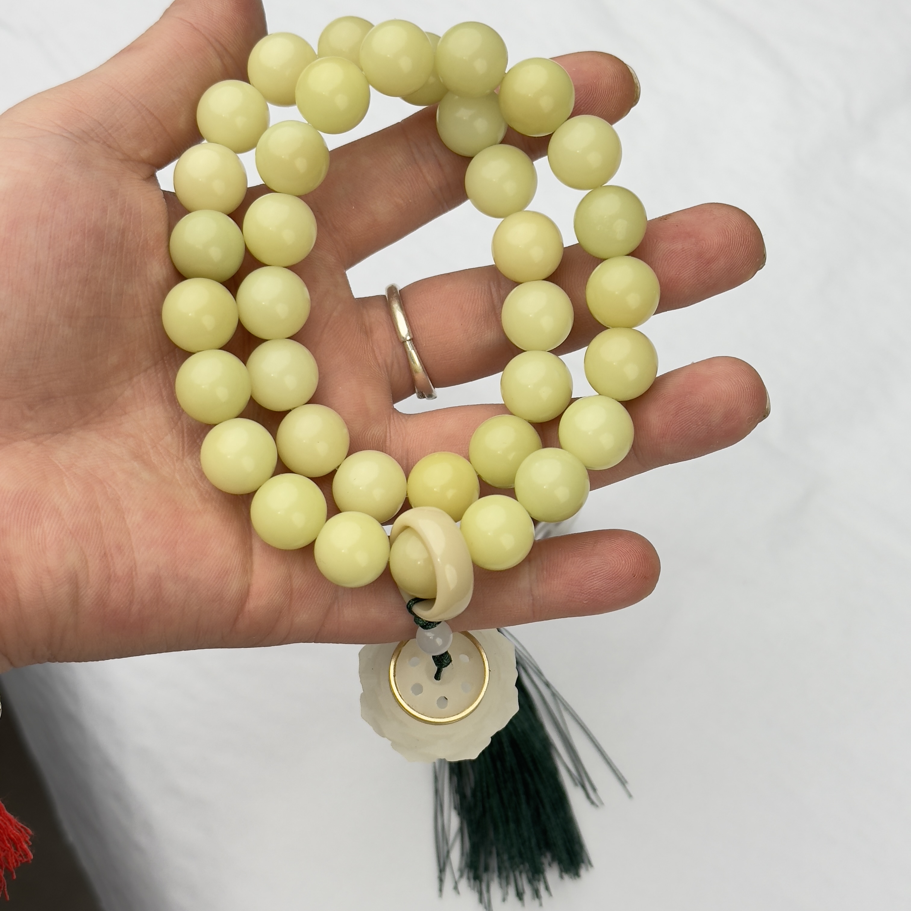 青提绿菩提手串+莲花挂坠+香丸（无礼盒）ZH207