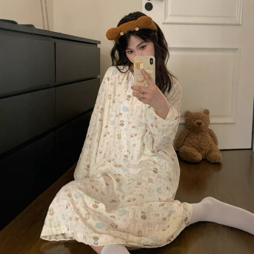 新2号睡衣女秋冬捡漏云朵棉睡衣长袖睡裙可外穿家居服睡裙