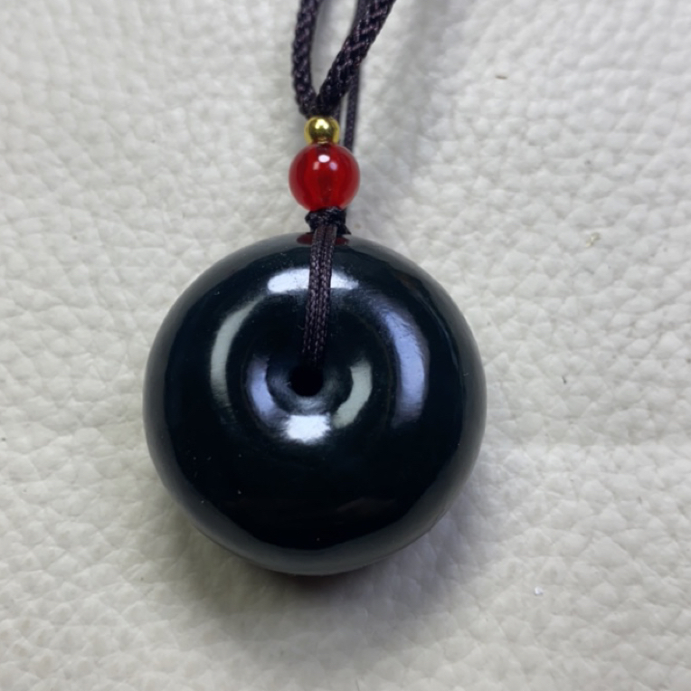 新疆和田黑青玉平安面包扣男女同款情侣吊坠