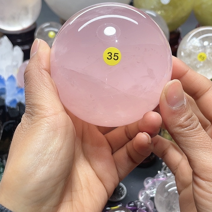 水晶水晶球粉卡8.18，35号未镶嵌