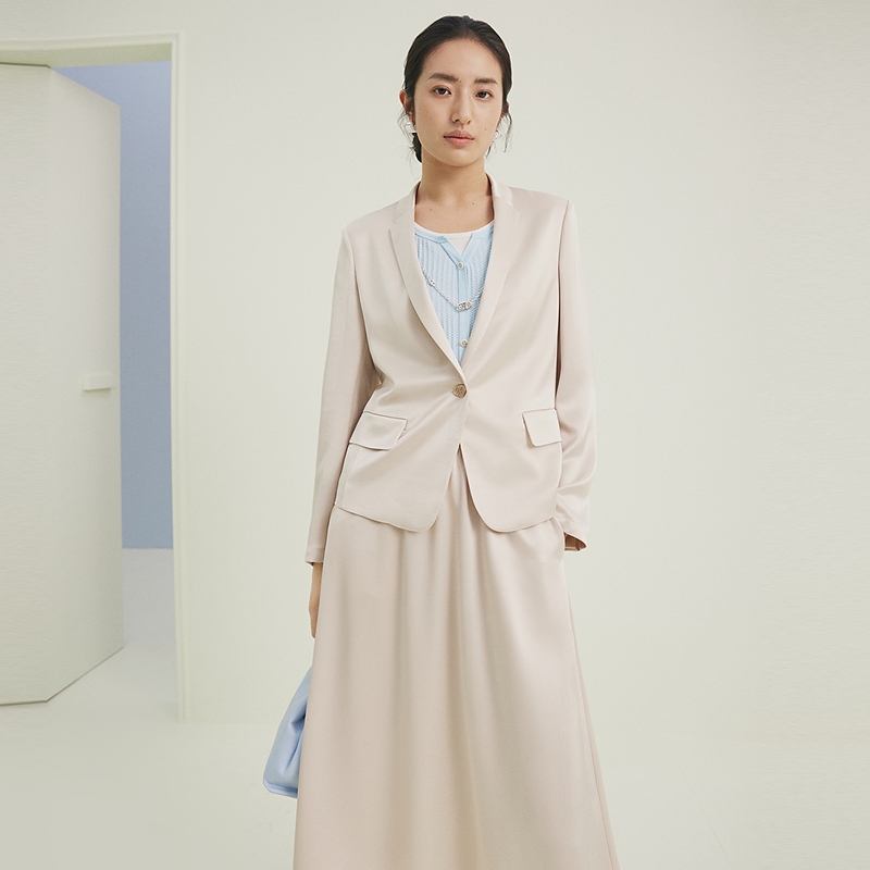 【粉丝专属】firststation一粒扣收腰光感醋酸西装外套女1125A