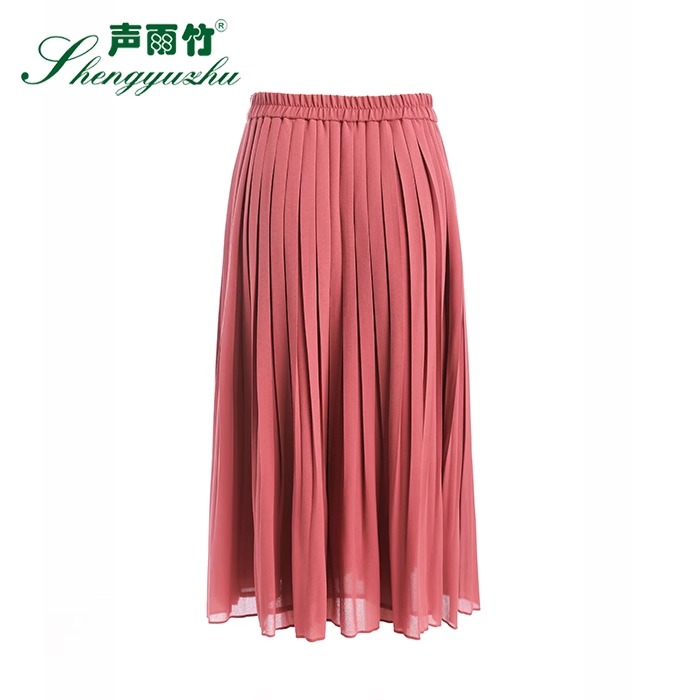 声雨竹专柜同款春夏季新款半身裙女甜美纯色设计感小众百褶仙女裙