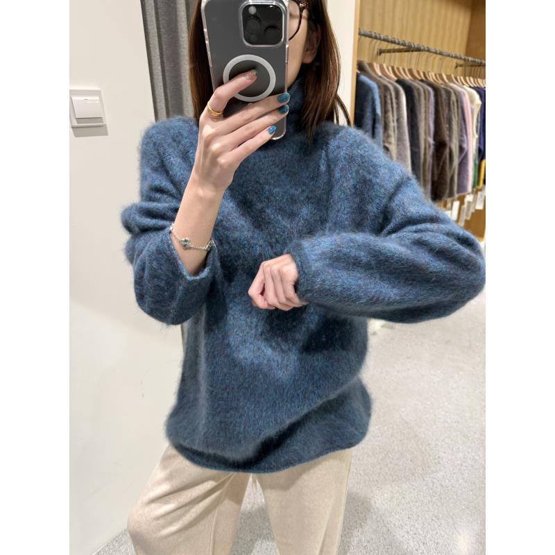 （减龄神器）2025新款厚款宽松型羊绒衫正肩袖针织自由领33-5490