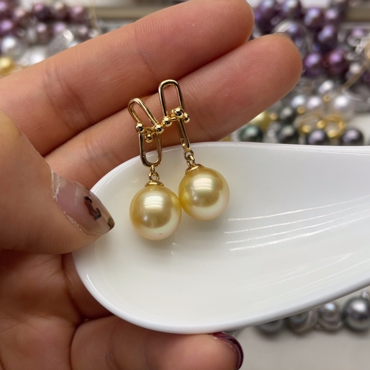 海水珍珠耳饰银S925镶嵌