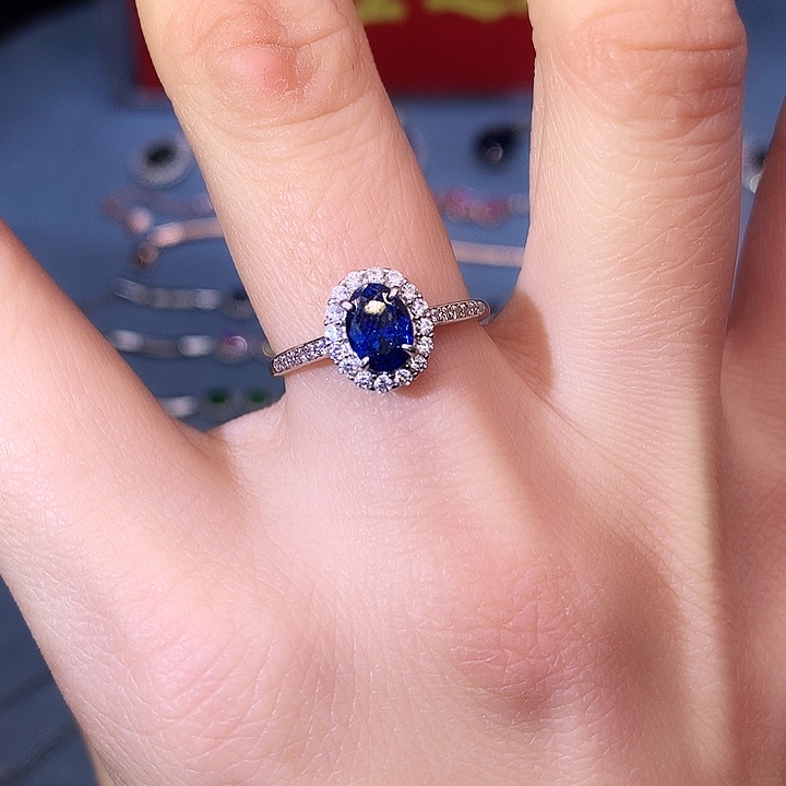 蓝宝石戒指银S925镶嵌