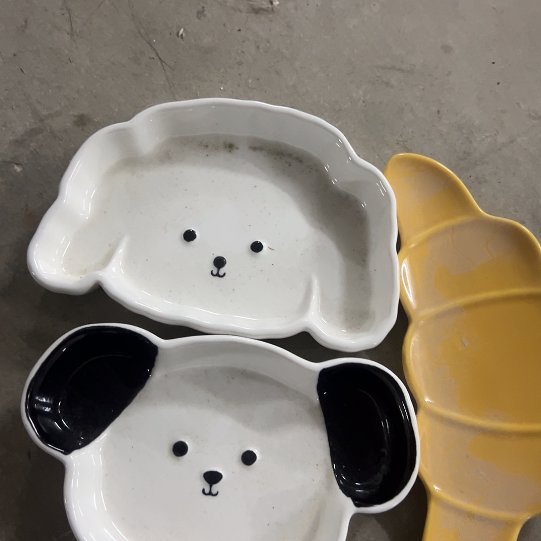 搪瓷微瑕白狗加黑白狗加牛角包