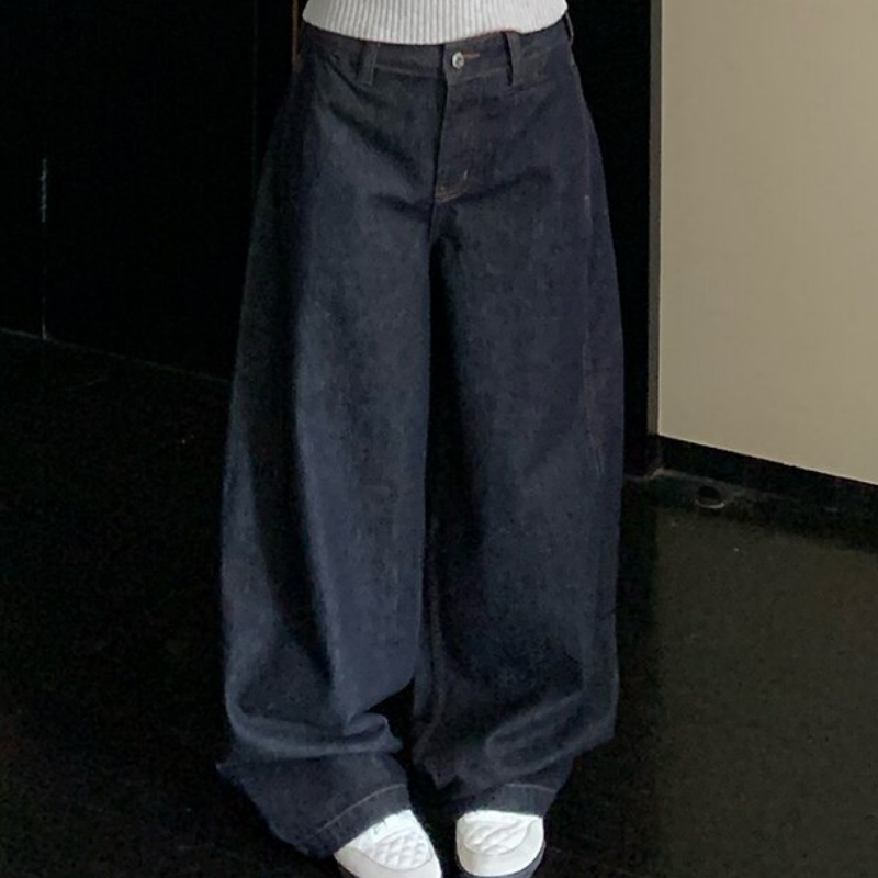 【鹿鹿专属】新款简约复古显瘦百搭休闲简约弯刀牛仔裤LK1230041