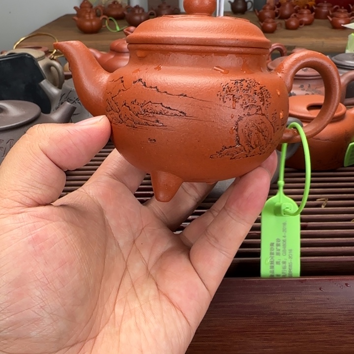 天***哦紫砂茶壶大红泥半手