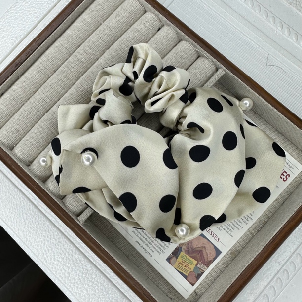 【杳饰】1391新款 波点双层缎面发圈半圈小裙子发圈高级百搭