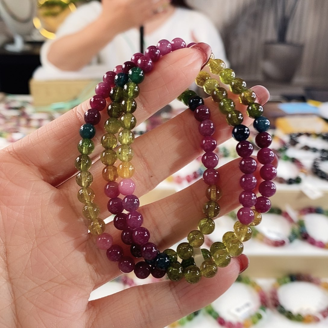 碧玺手串未镶嵌G2350三圈颜色微差