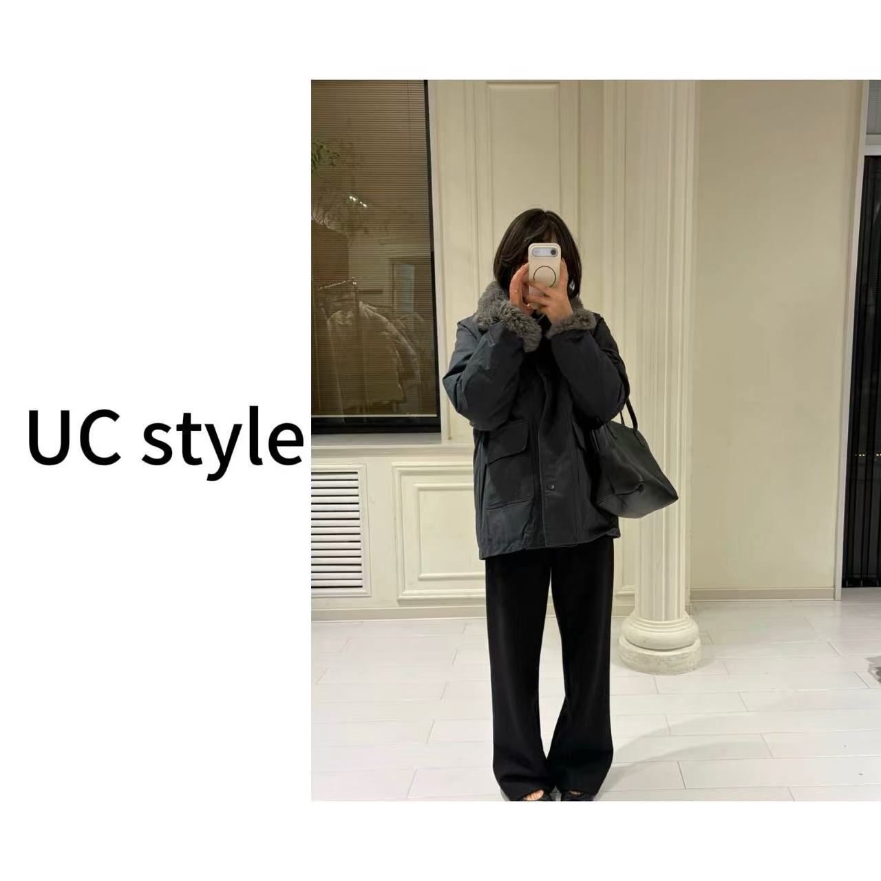 【UCSTYLE】’自由派‘毛毛领羊羔毛中长款羽绒服主播穿M码
