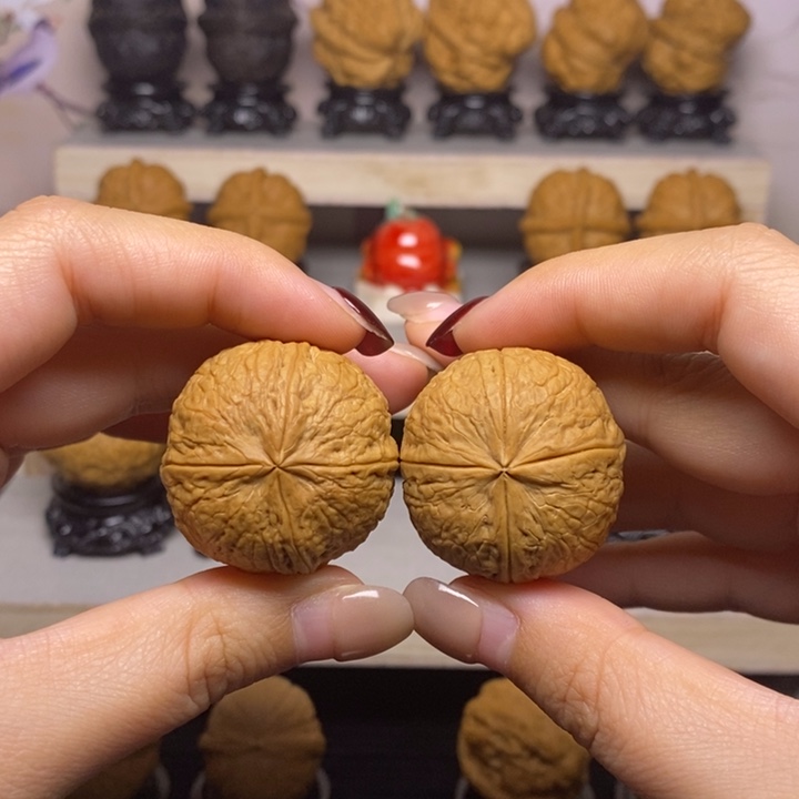 文玩核桃把件24Y—蚂蚁纹龙蛋四棱32尺31克