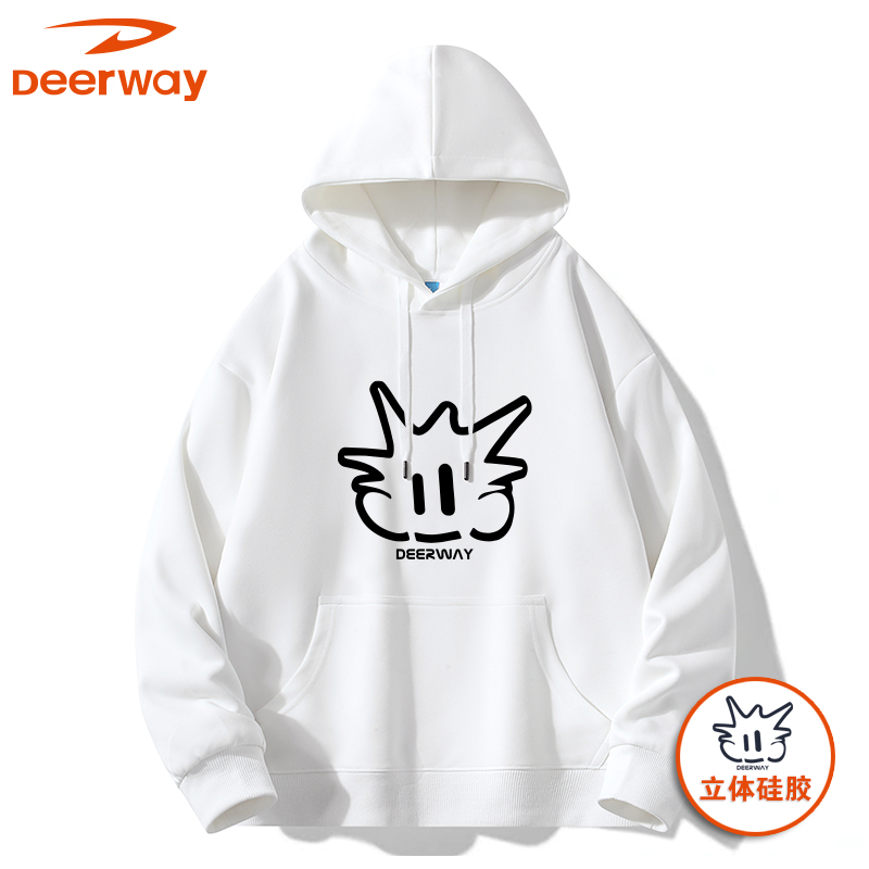 Deerway/德尔惠立体硅胶印花帽衫潮牌男秋季休闲连帽卫衣男女同款