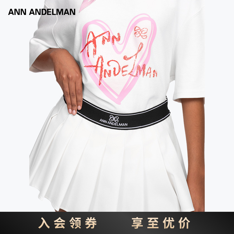 ANN ANDELMAN 夏季新款纯色设计感a字短裙半身裙松紧腰百褶裙女