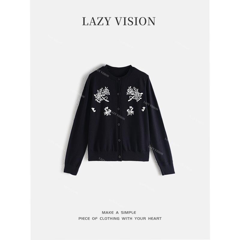 LAZYVISION/羊毛钉珠绣花开衫针织衫ZMD-32442小小