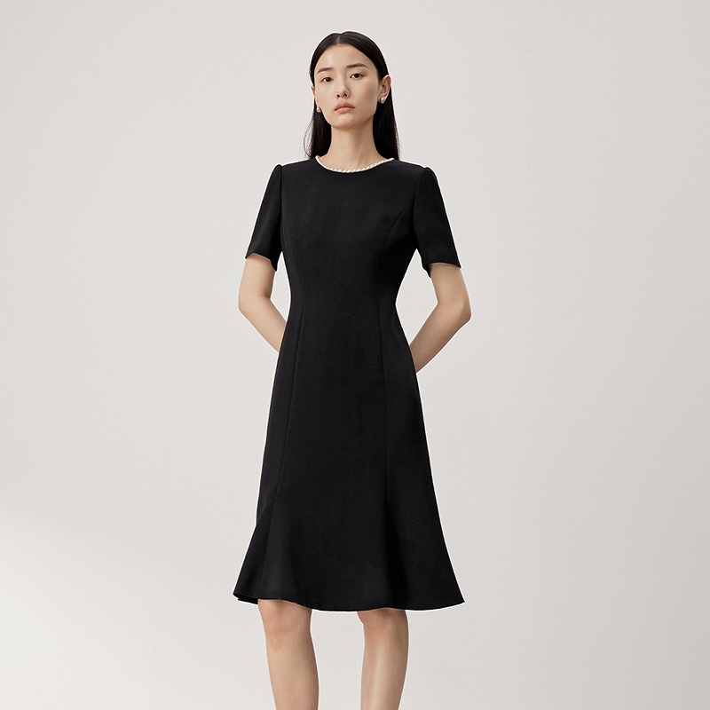 【宋佳推荐】LANCY/朗姿夏季新款三醋酸领简约雅致连衣裙LCET01WOP2