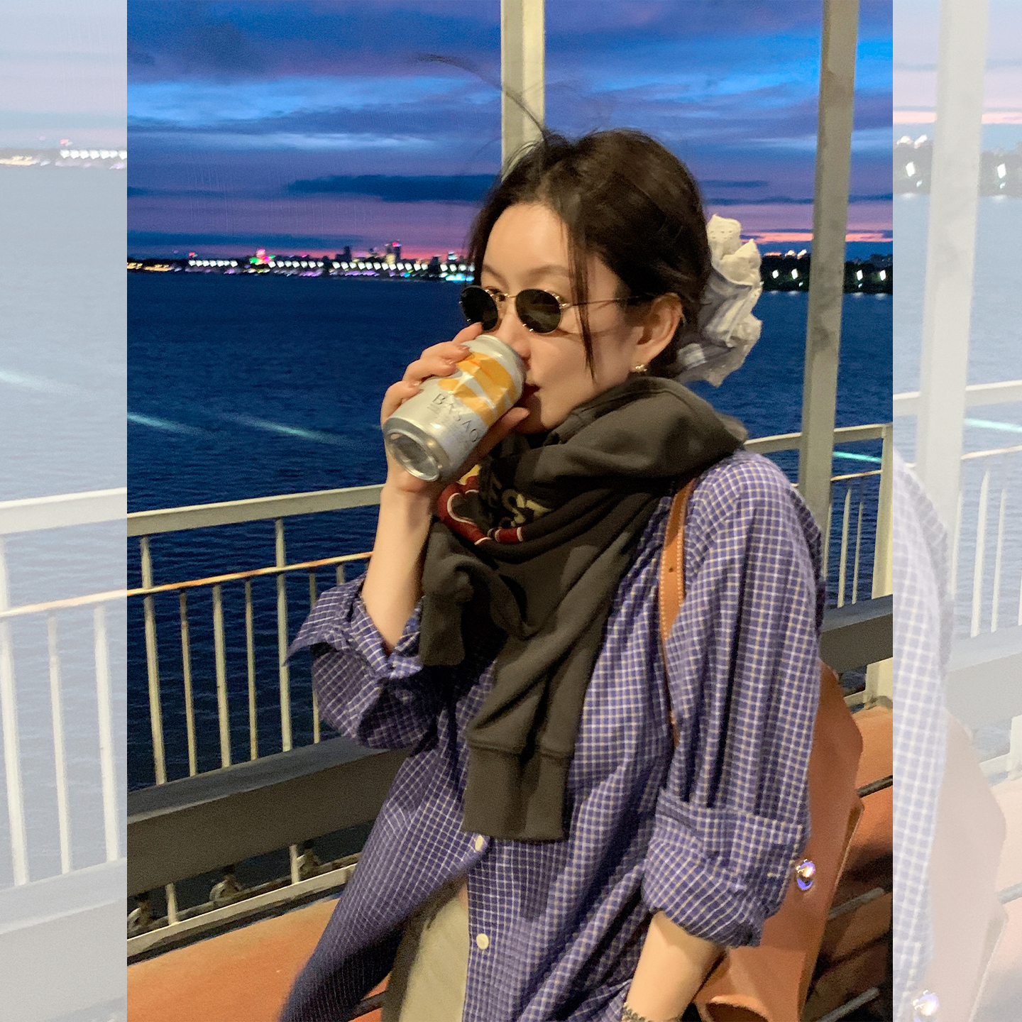 莉贝琳sisy 休闲格调衬衫 复古格纹挺括长袖上衣S25308ST01