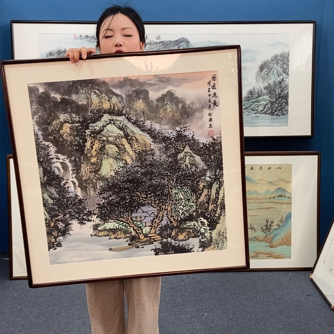 国画手绘作品带框包邮80成80