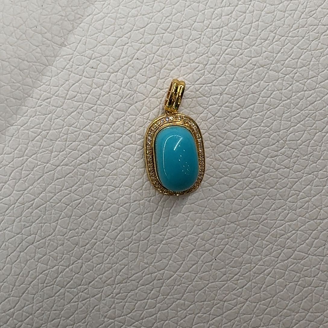 绿松石18K金镶嵌珠宝奇石