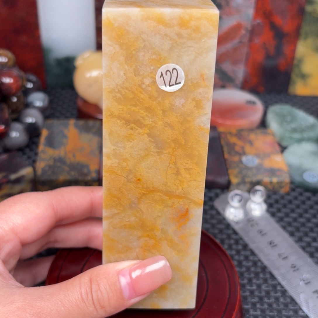 石材桂林鸡血意境印章摆件，编号：122