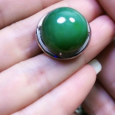 和田玉银S925镶嵌戒指