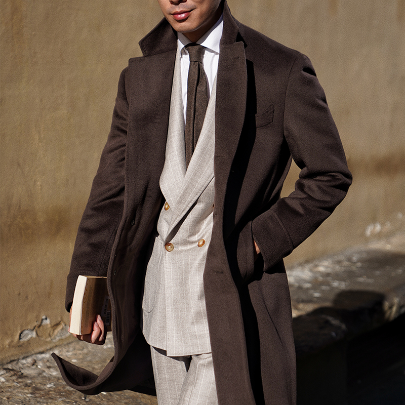 CM那不勒斯皇后巧克力色全羊毛平驳领柴斯特大衣450