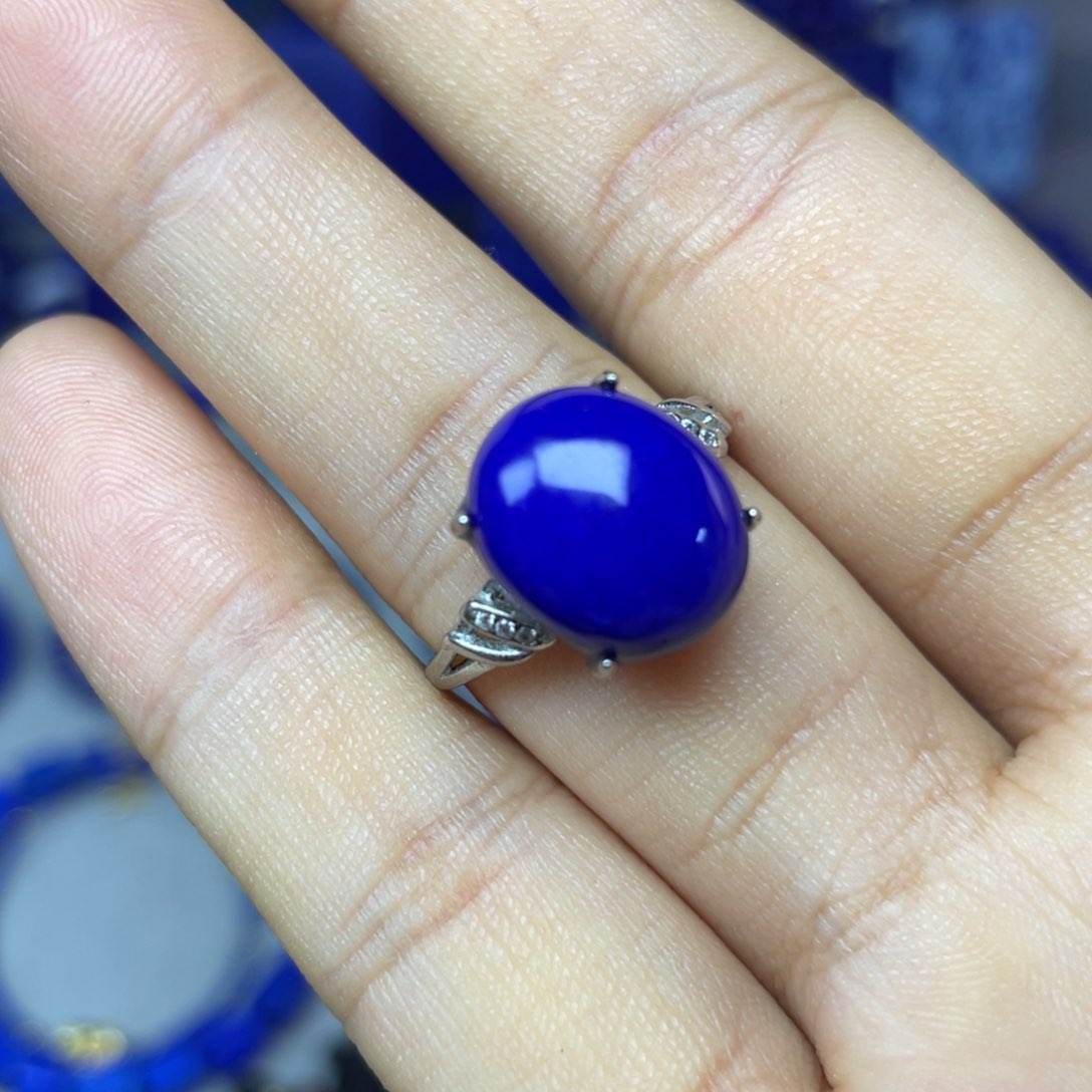 青金石银S925镶嵌戒指（可调节）