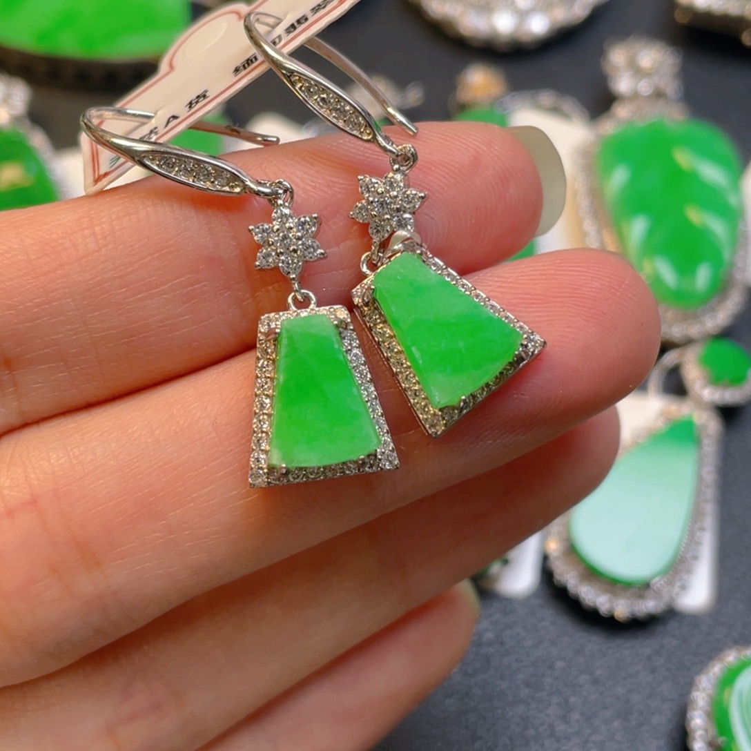 翡翠银S925镶嵌吊坠(不含链)耳坠