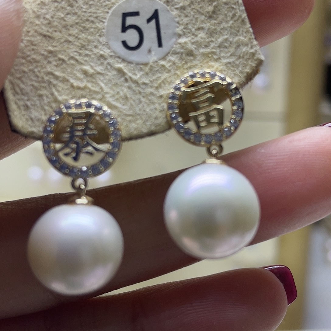 淡水珍珠耳饰银S925镶嵌
