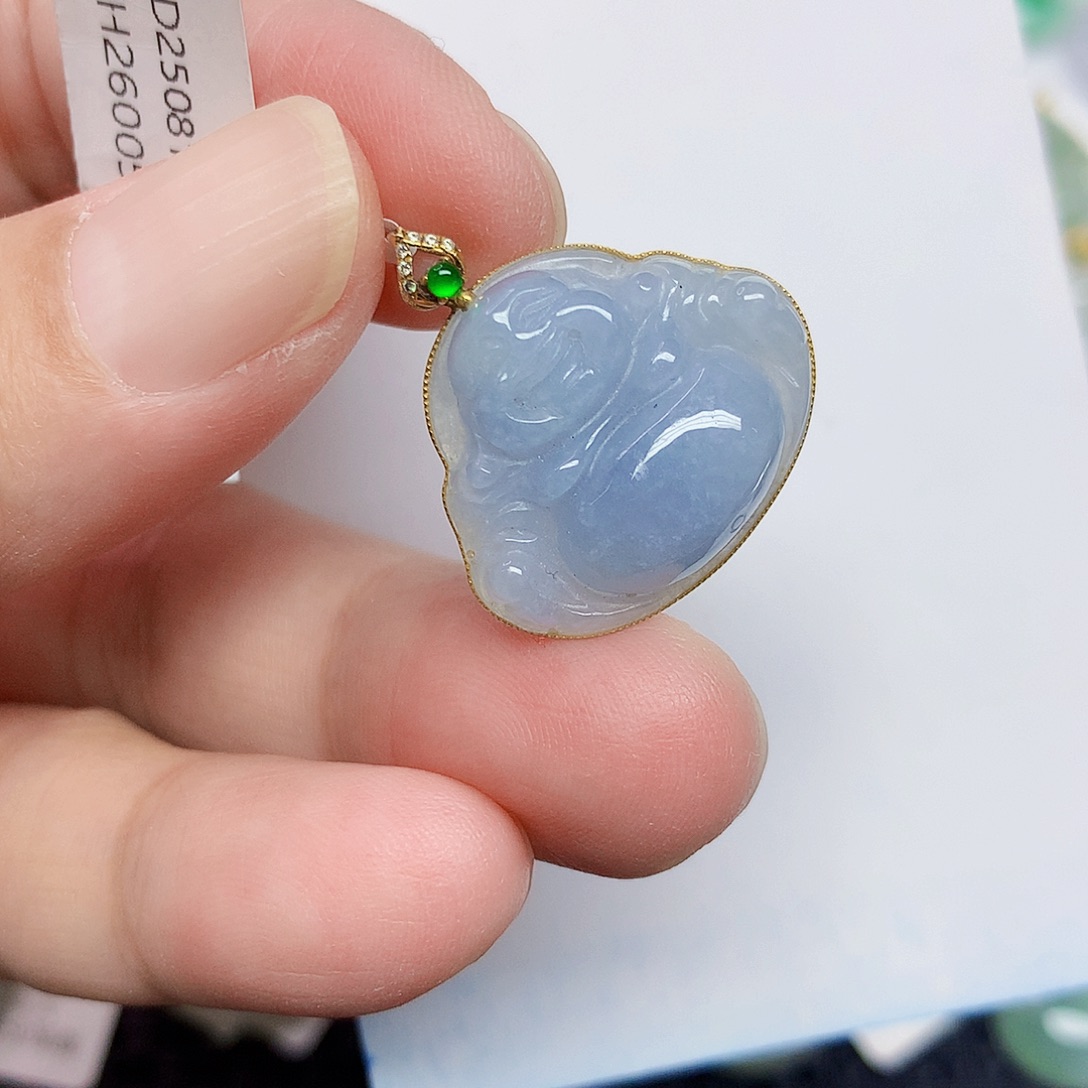 翡翠18K金镶嵌颈饰456779