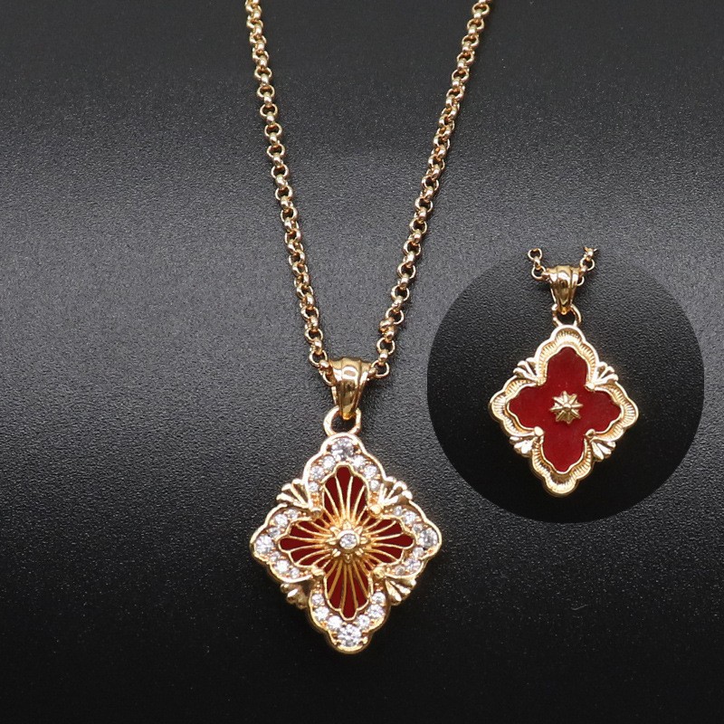 铜合金吊坠 高版本法式复古拉丝项链小众轻奢气质百搭锁骨链经典