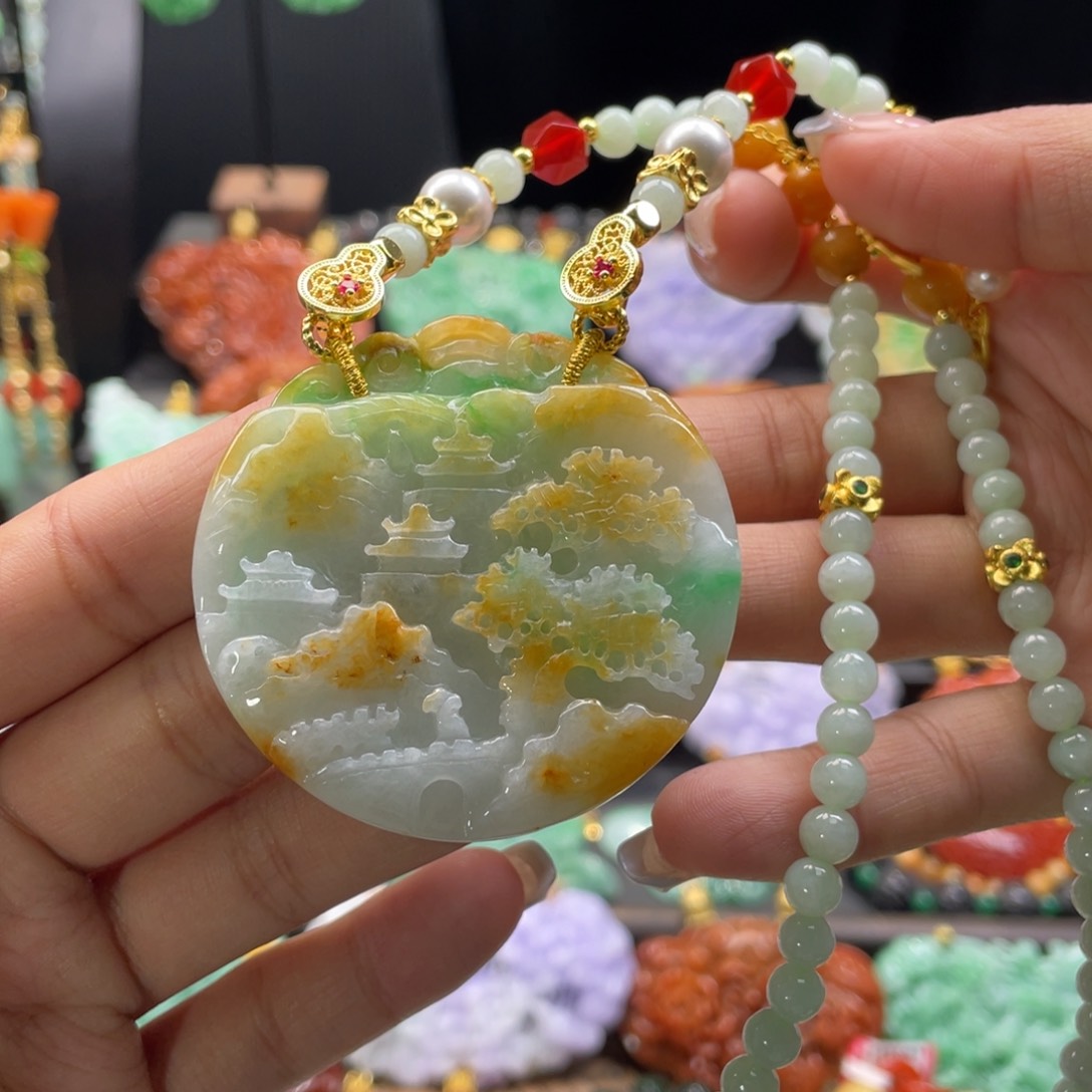 翡翠未镶嵌颈饰代编织