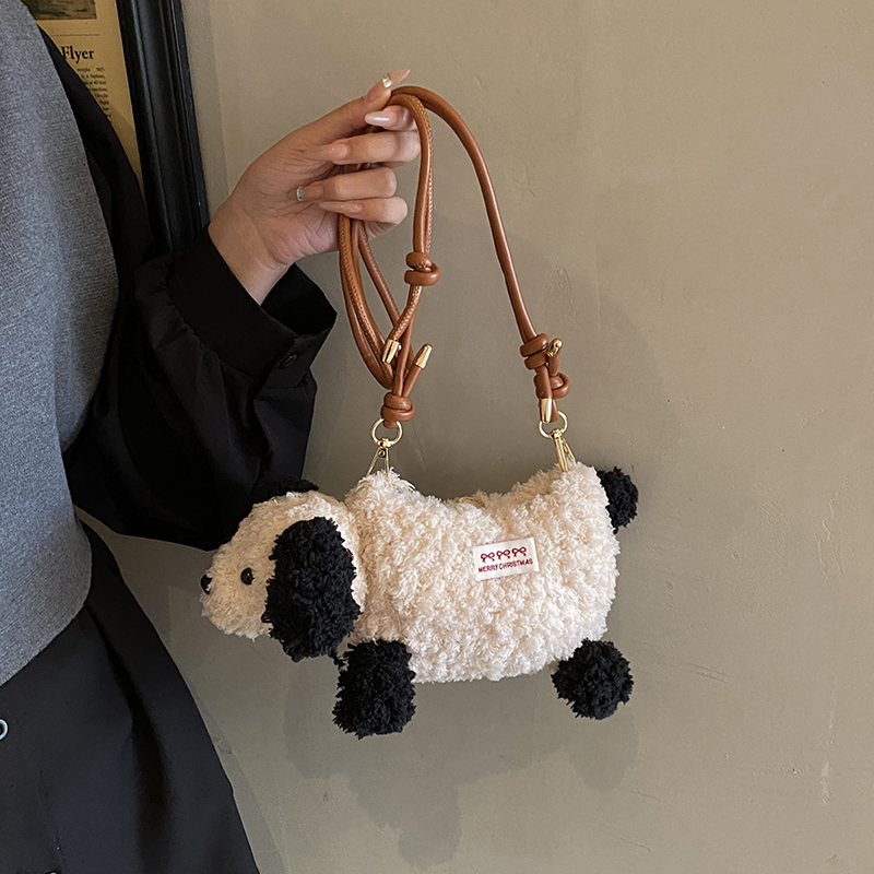 可爱卡通毛绒包包2025新款网红女童宝宝配饰包时尚小女孩斜挎包