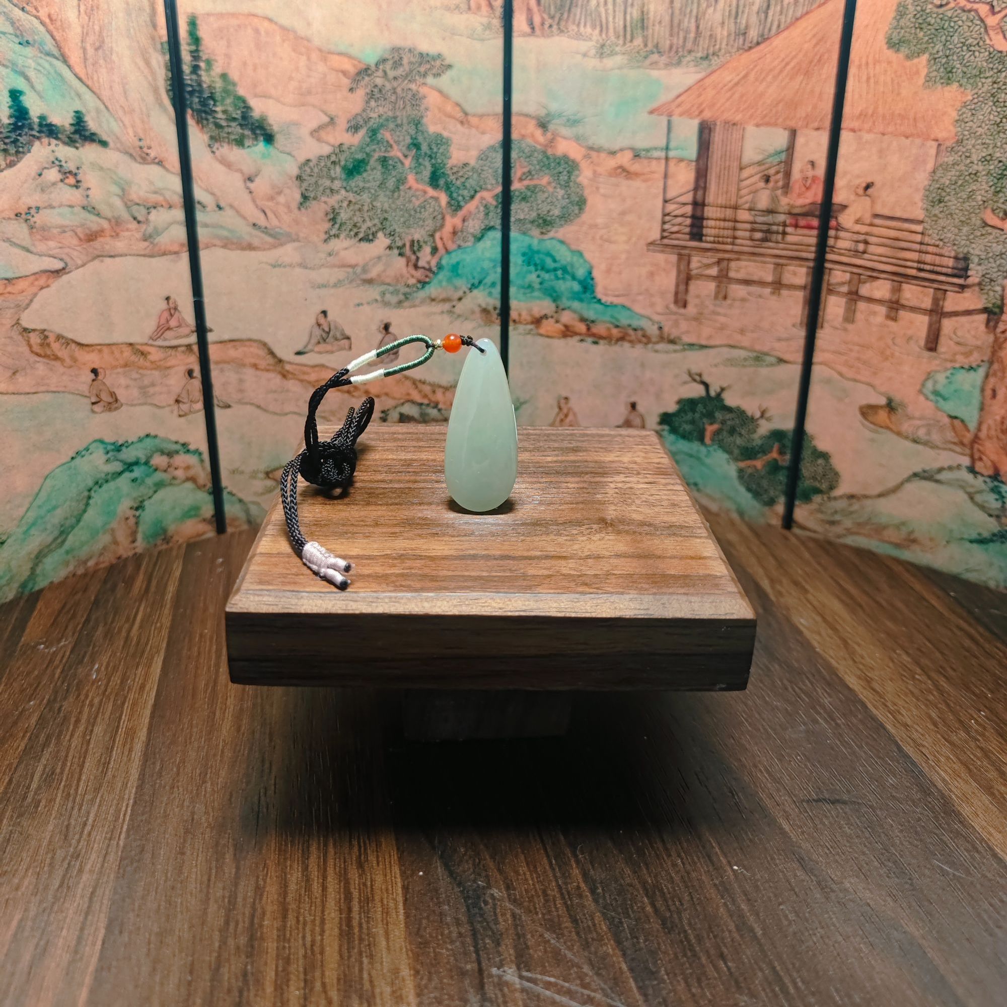 X和田玉水滴无事牌吊坠1392