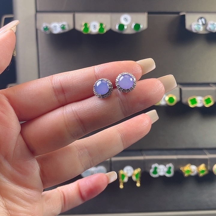 翡翠银S925镶嵌耳饰翡翠