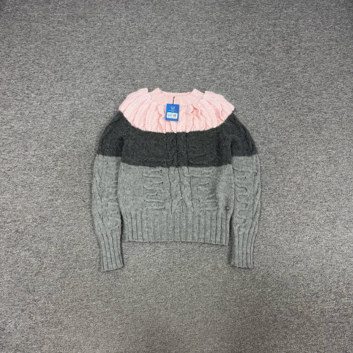 99新 Chanel/香奈儿 Chanel香奈儿拼色羊驼毛 针织毛衣 40码 99新