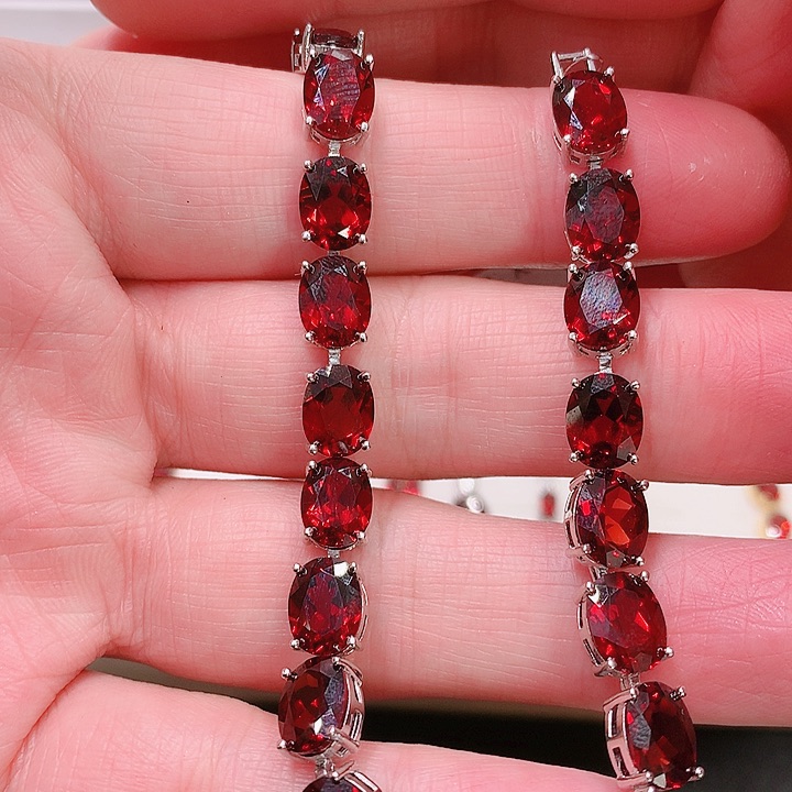 石榴石手链银S925镶嵌