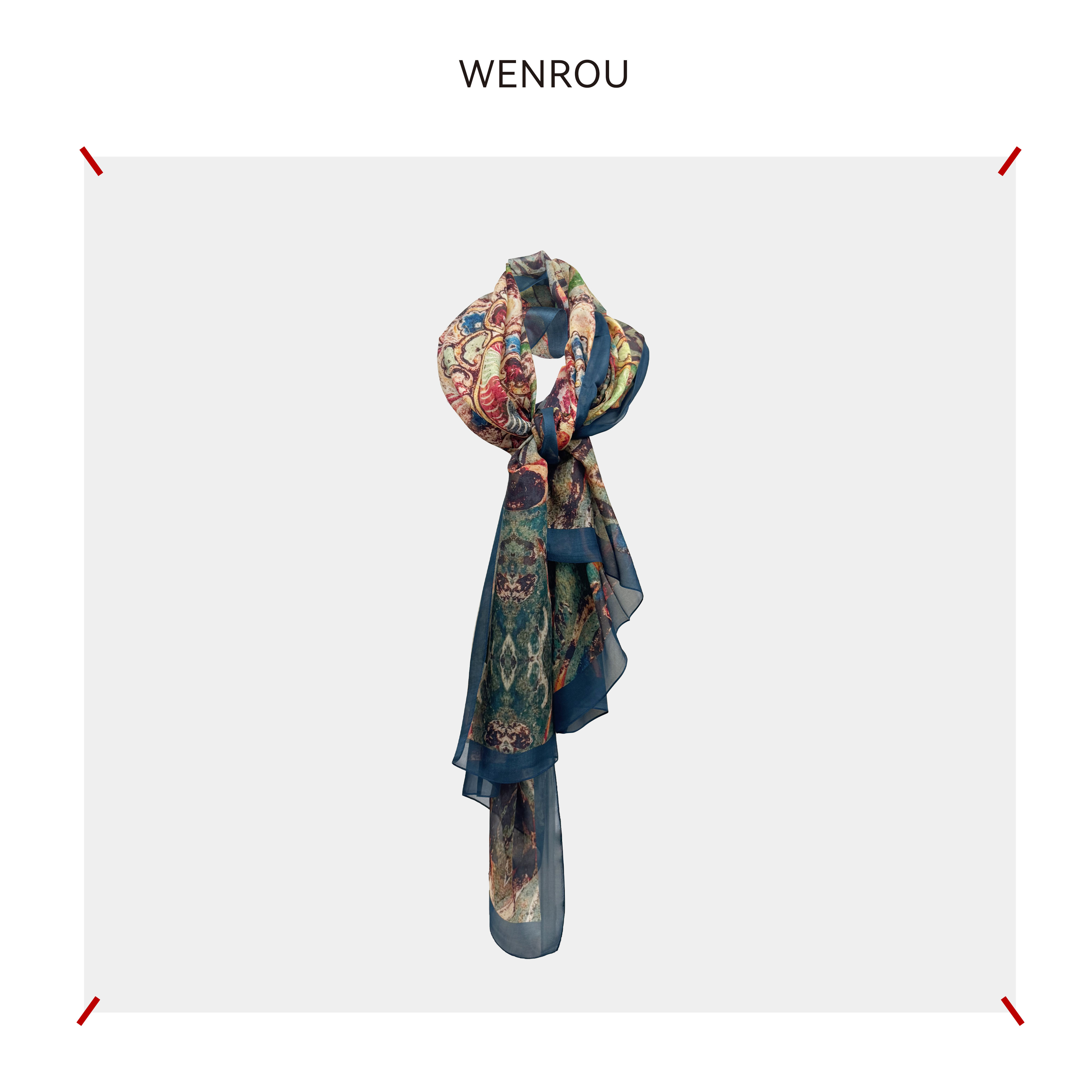 温柔自知 桑蚕丝 印花 长款 围巾丝巾 WJ702