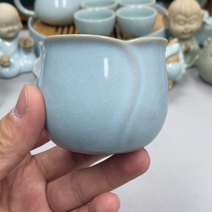 瓷好**梦天青色张君老师玫瑰杯