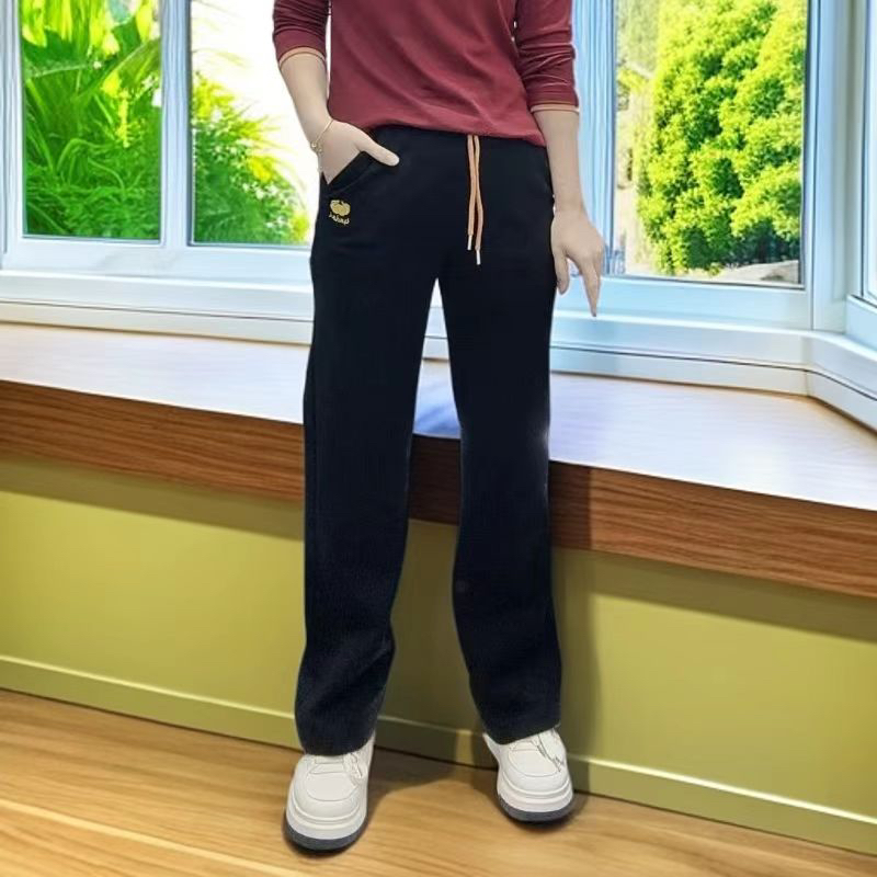 《丽丽铭》卫裤-新款秋冬季松紧腰时尚宽松百搭显瘦直筒休闲卫裤
