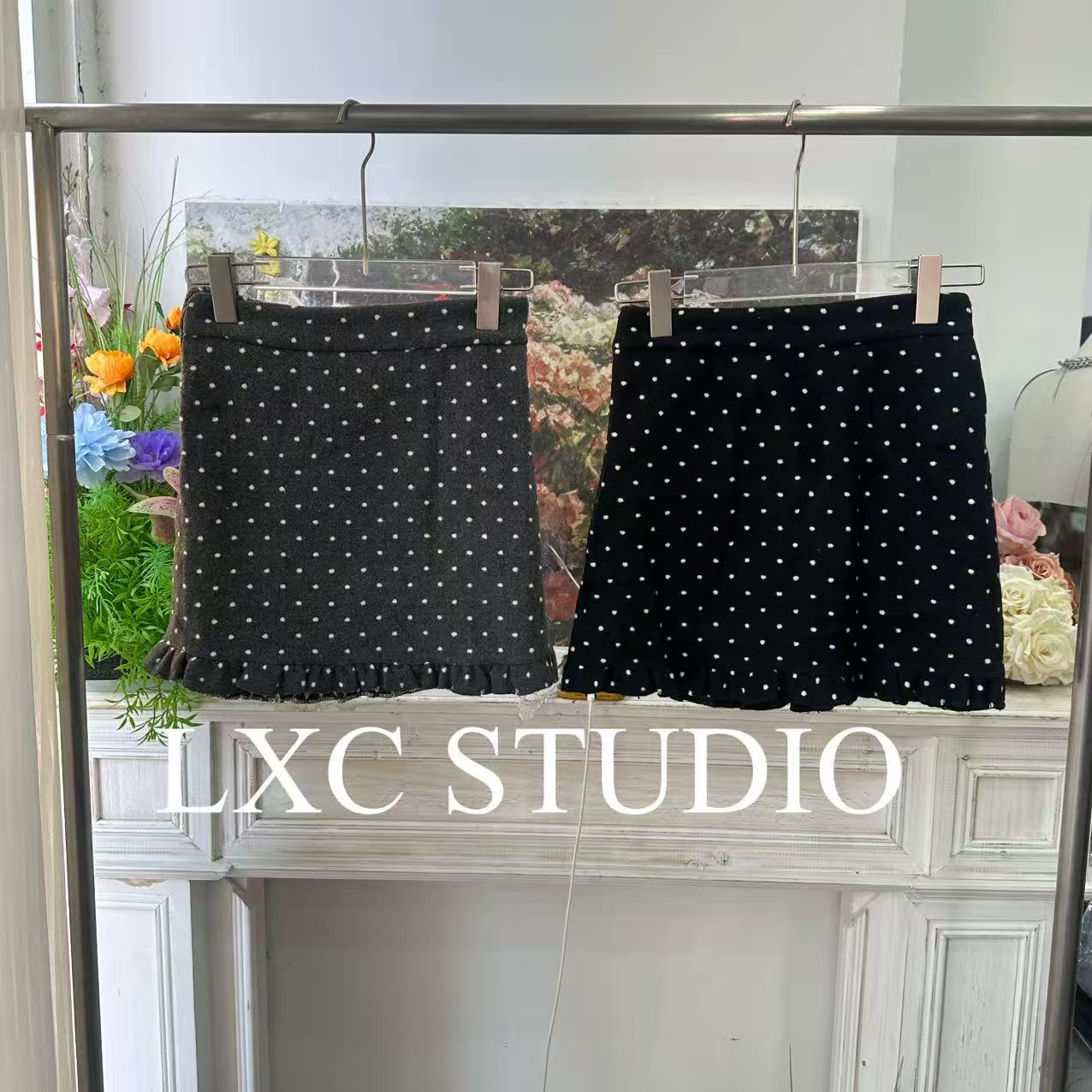 YA【6619】韩系波点·东大门甜美穿搭花边拼接短裙