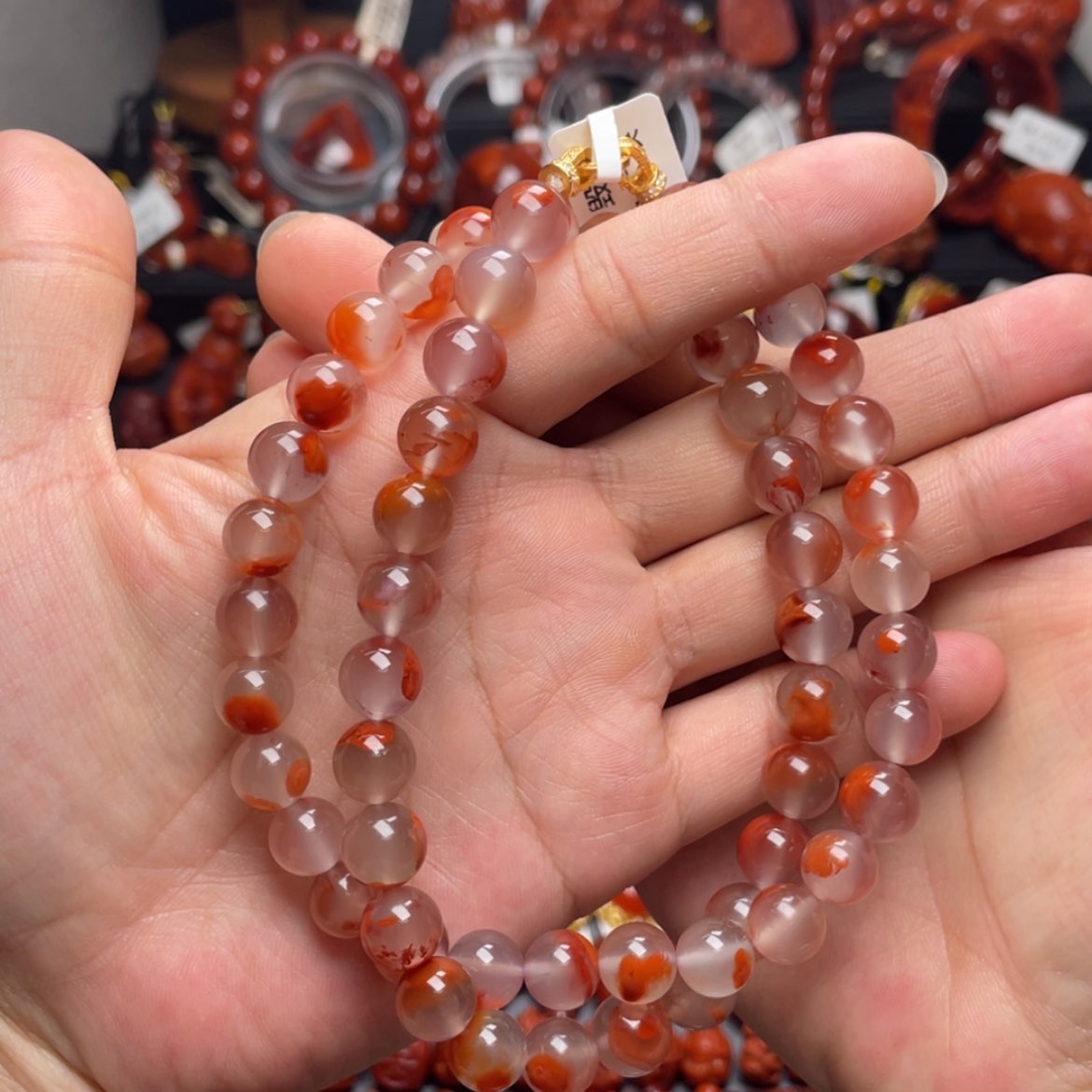 【闪购商品】银S925镶嵌9mm冰飘妈妈链南红玛瑙