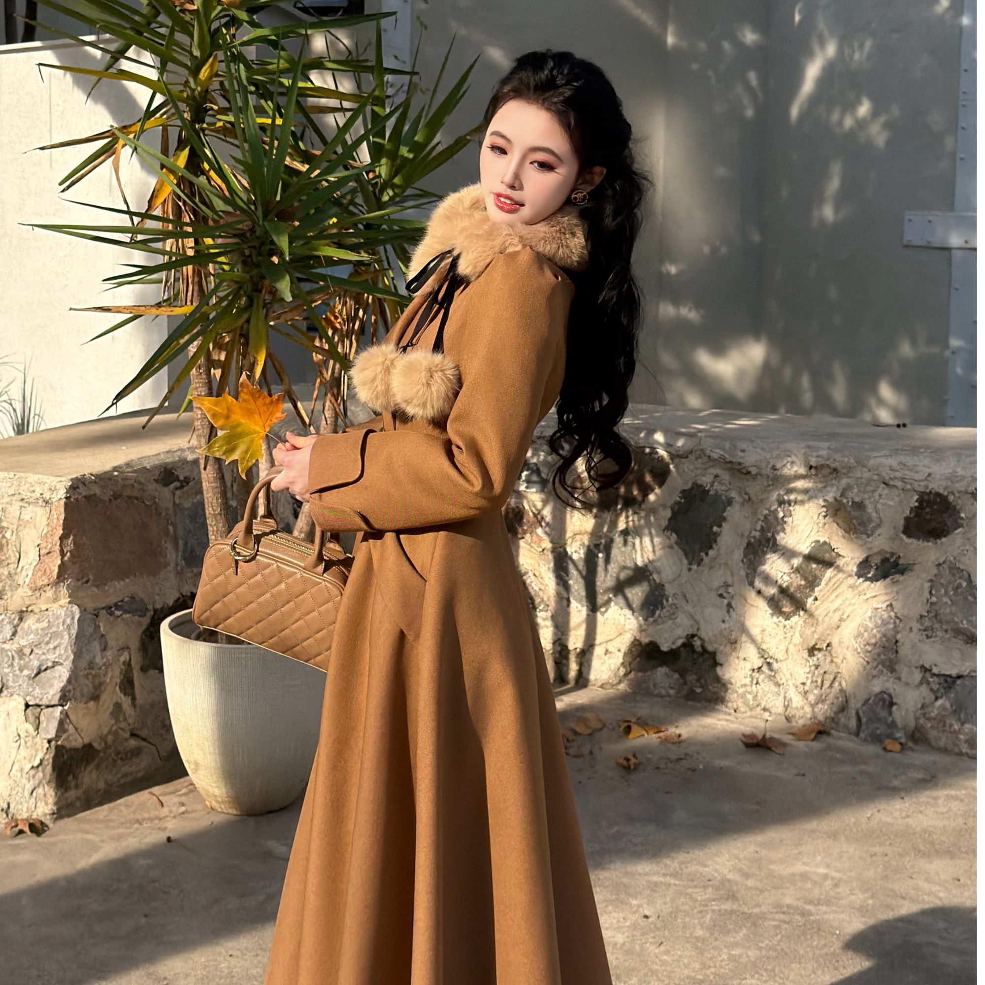 拉夏贝尔【芬兰暮光】25年冬季新款加厚保暖羽绒外套长款 00290 WDJ