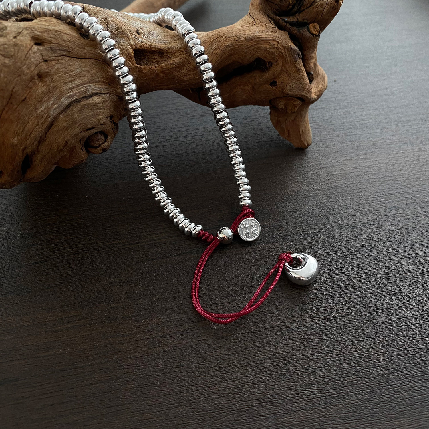 项链 平安喜乐小胖福项链复古国风盘缠红绳钱串子锁骨链女