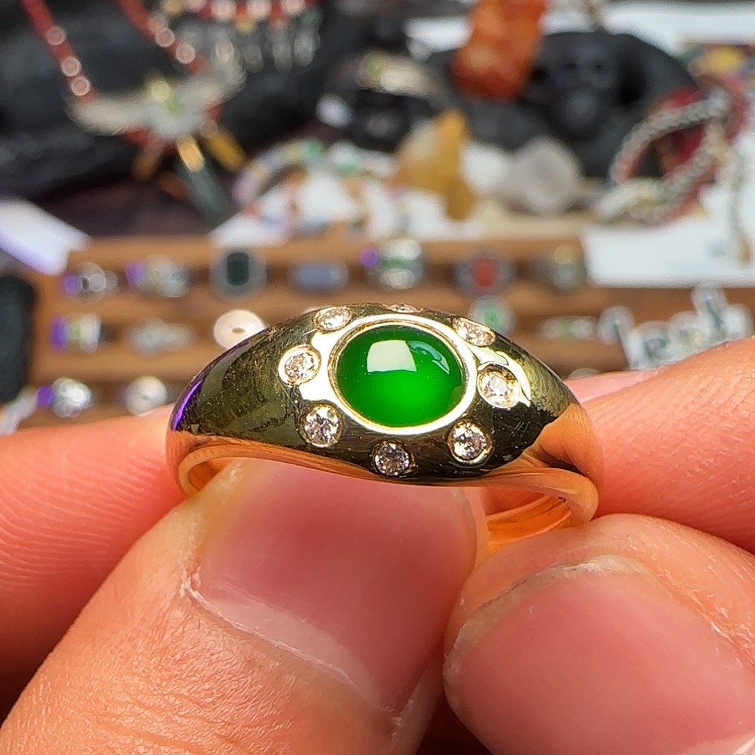 钿***翡翠18K金镶嵌戒指