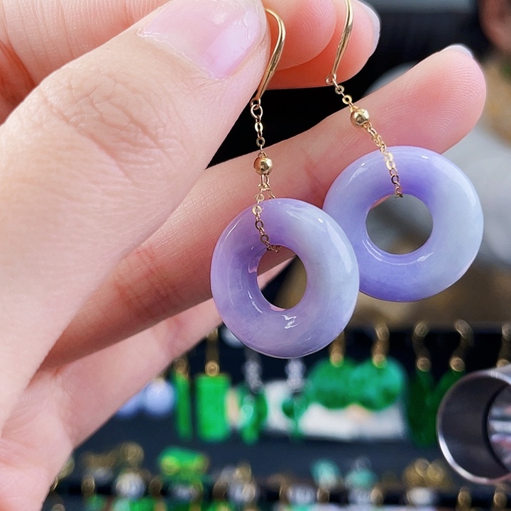 翡翠耳饰18K金镶嵌饰品