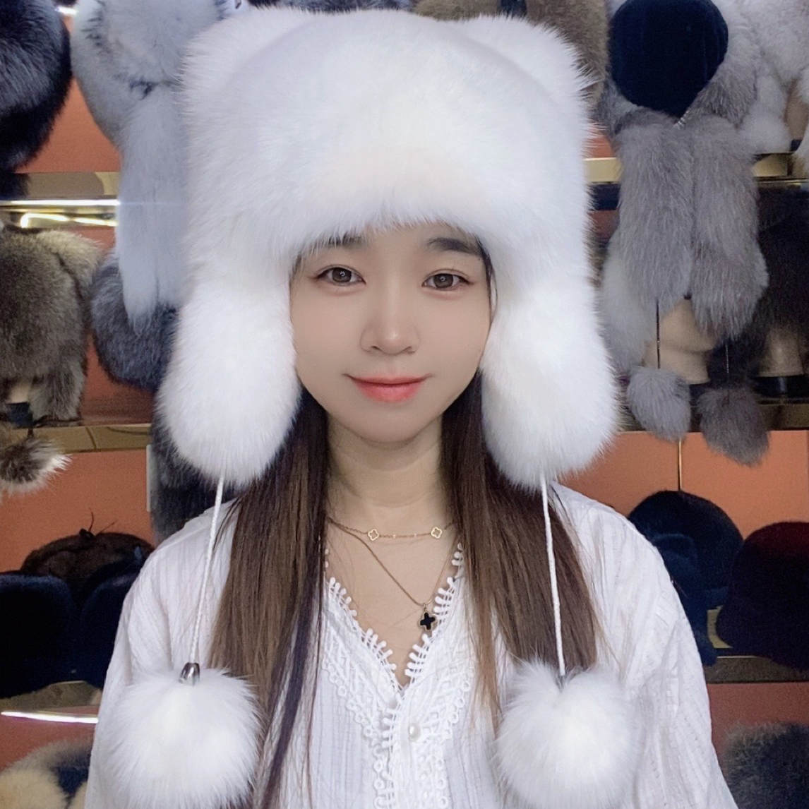 小浣熊霸王帽蓝狐狐狸毛男女冬季保暖护耳皮草帽子户外冬季护耳帽