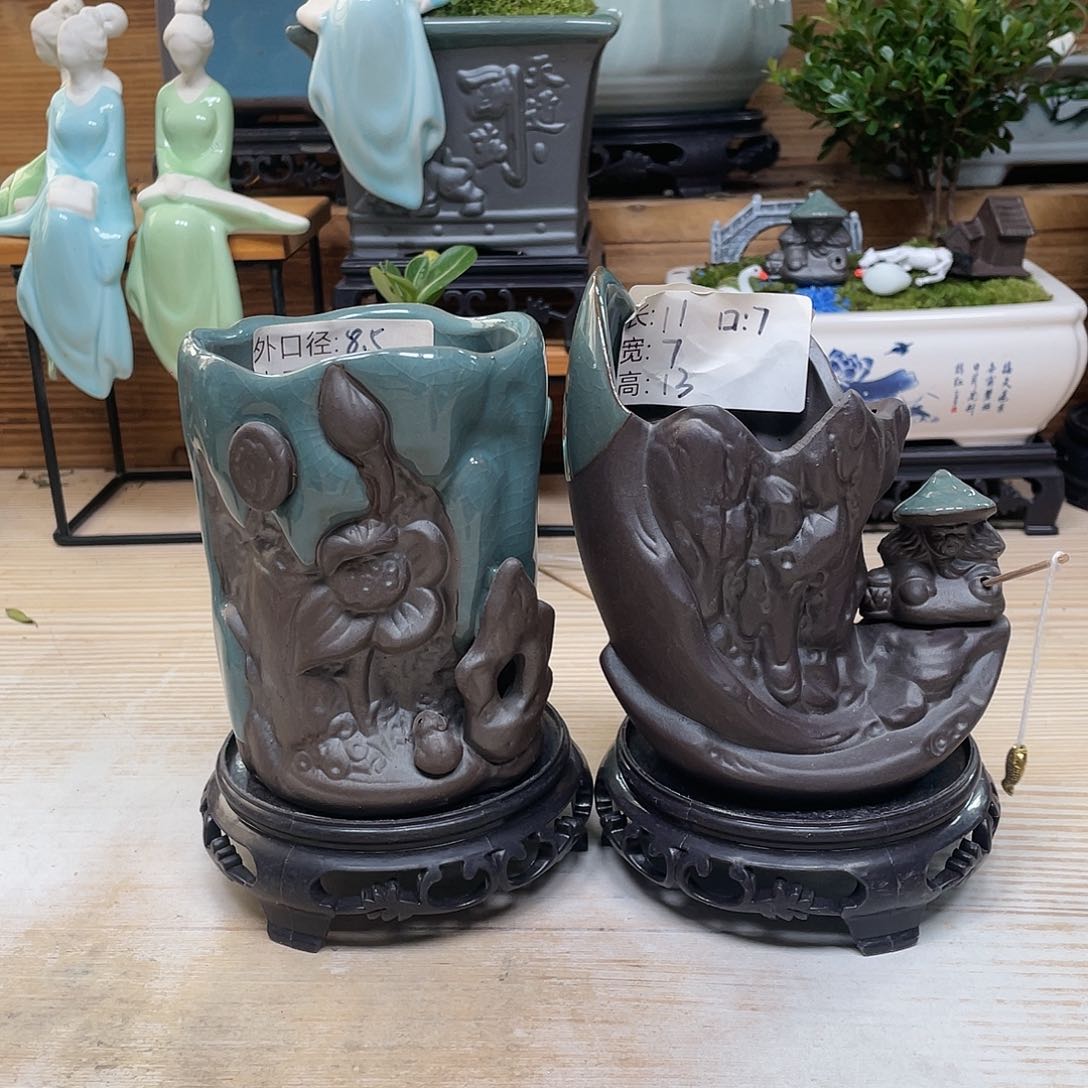 紫砂花盆陶瓷艺术花盆陶瓷