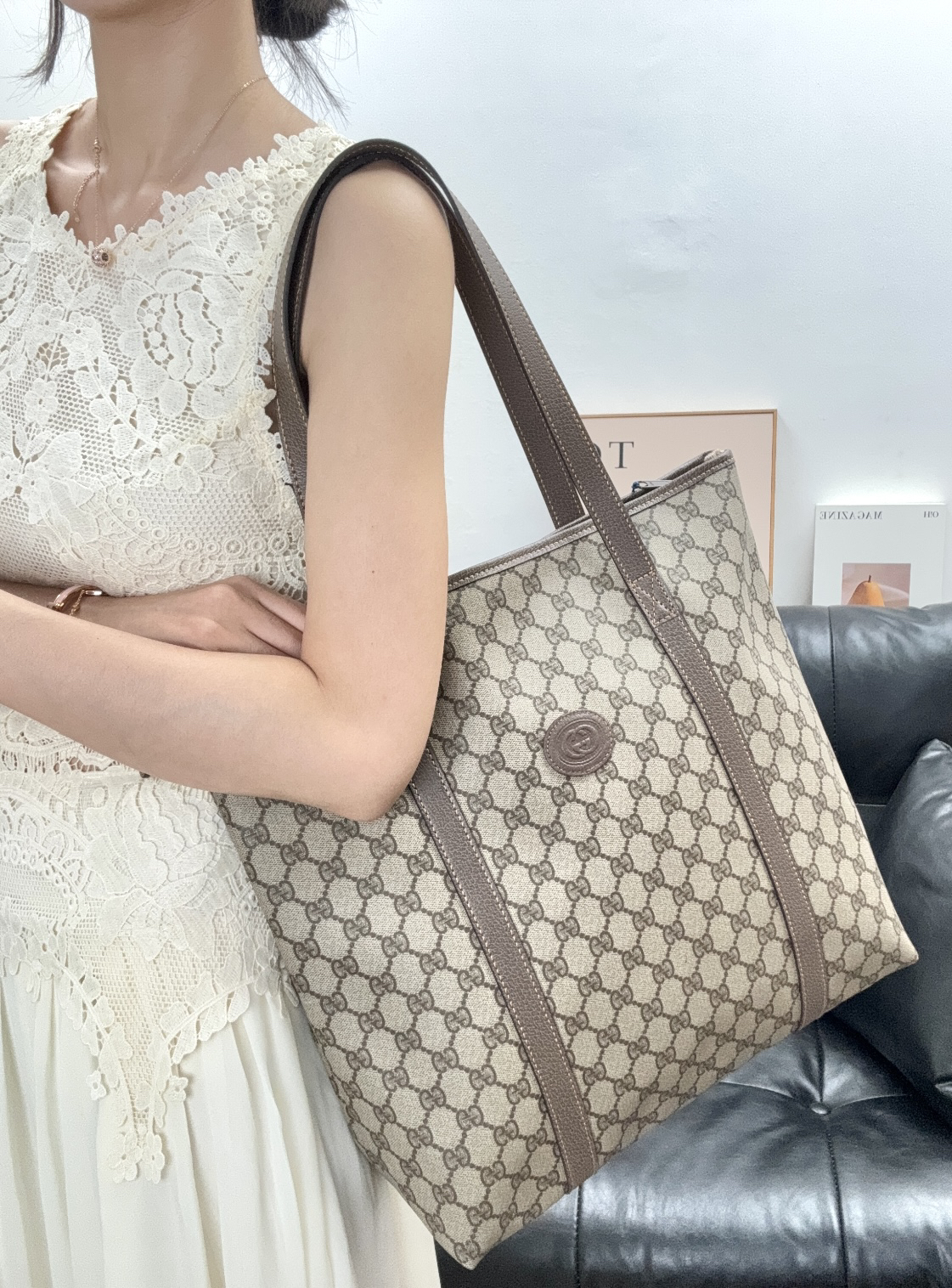 95新 GUCCI/古驰 老花琴谱包单肩包/秋境 08100