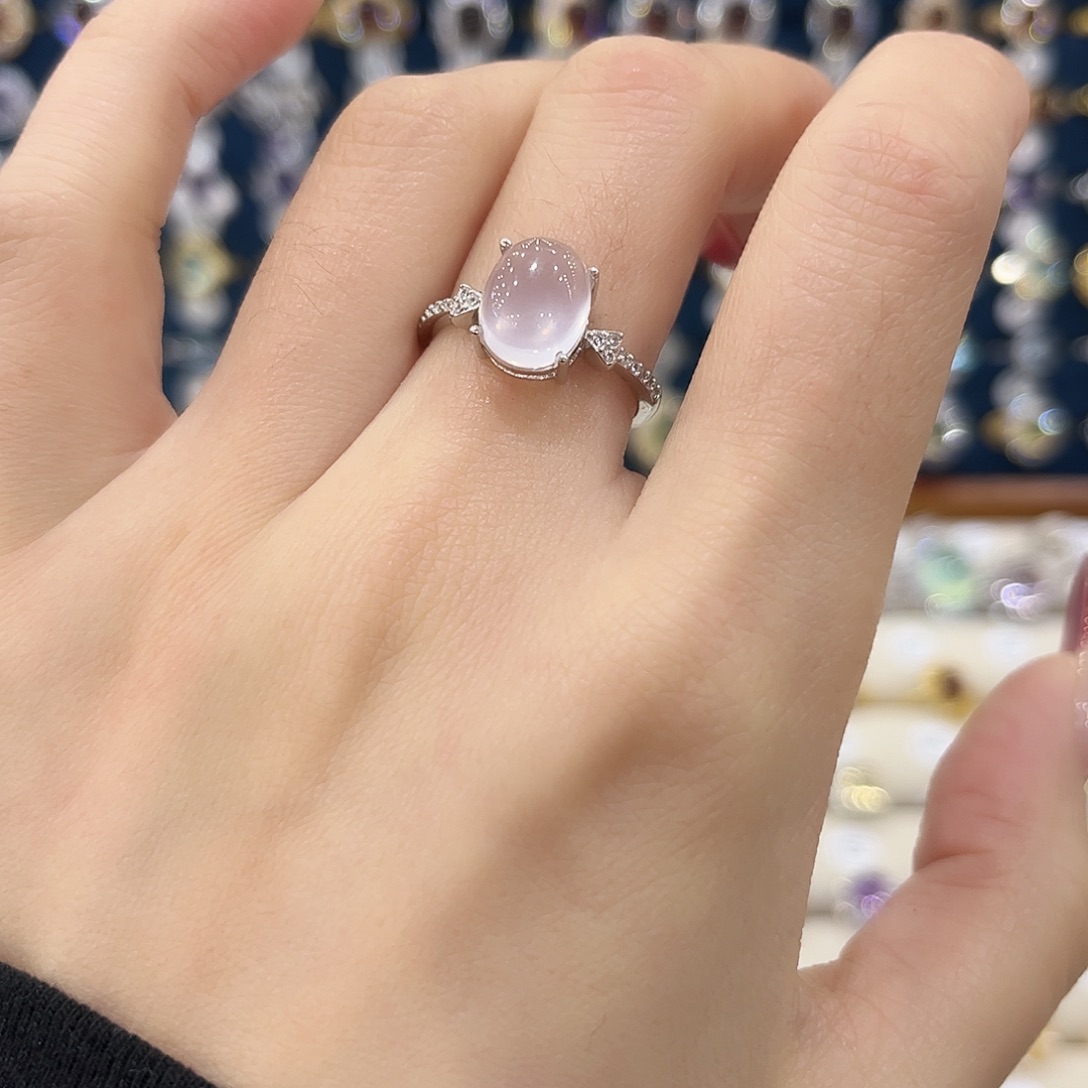 芙蓉石女款银S925镶嵌戒指